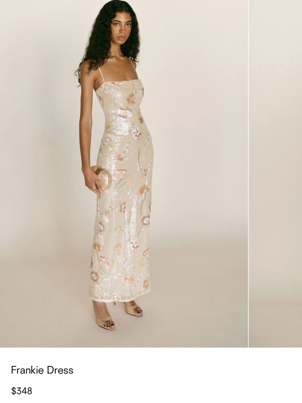 Reformation Sequin Floral Maxi Dress in Champagne and Blush (READ DESCRIPTION)
